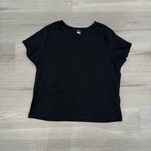 OLD NAVY BUNDLE 🎉 BLACK AND WHITE RIBBED EYELET TRIM TEE SHIRT - SIZE XL